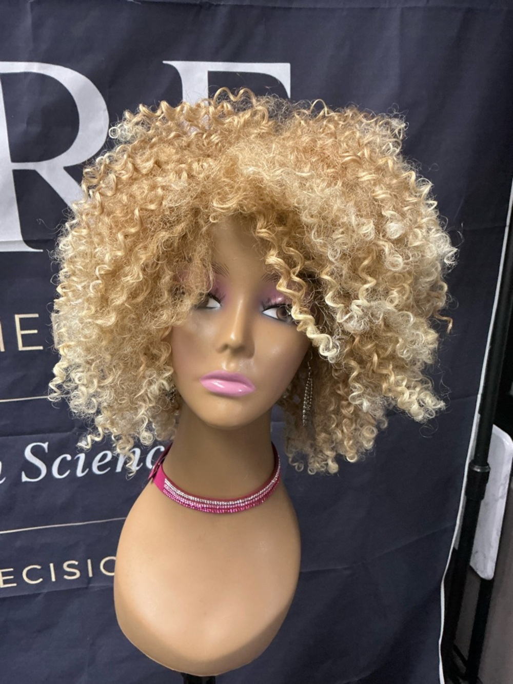 Blonde Curly Afro Wig - Women Hair